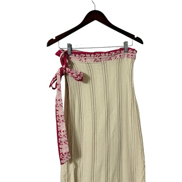 FREE PEOPLE Wrapped Around You Striped Wrap Cotton Midi Slit Skirt - Picture 3 of 5